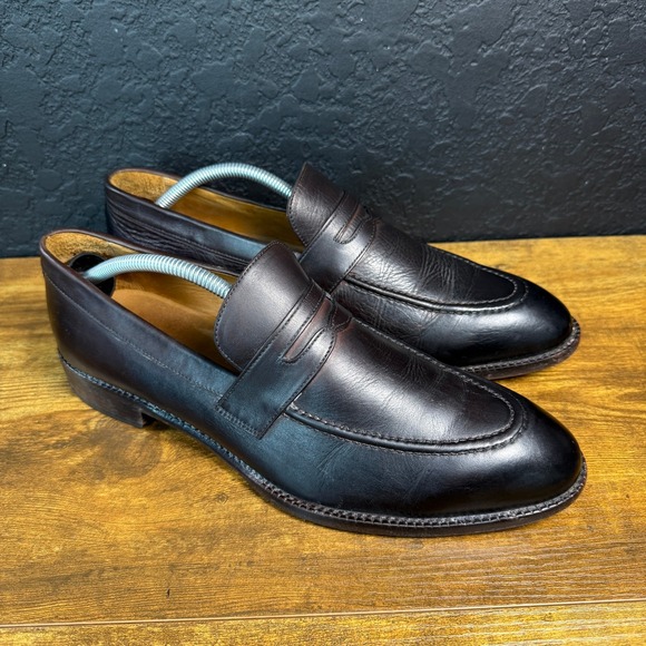 Beckett Simonon Cohen Dark Brown Leather Penny Loafers Dress Shoes Mens  Size 11